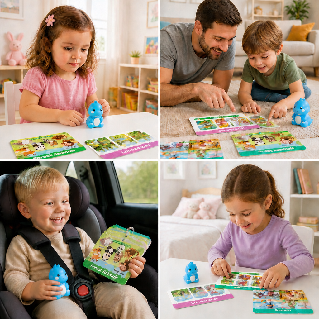 Interactive Dinosaur Talking Flash Cards & Stickers – Montessori Phonics & Sight Words Learning Set