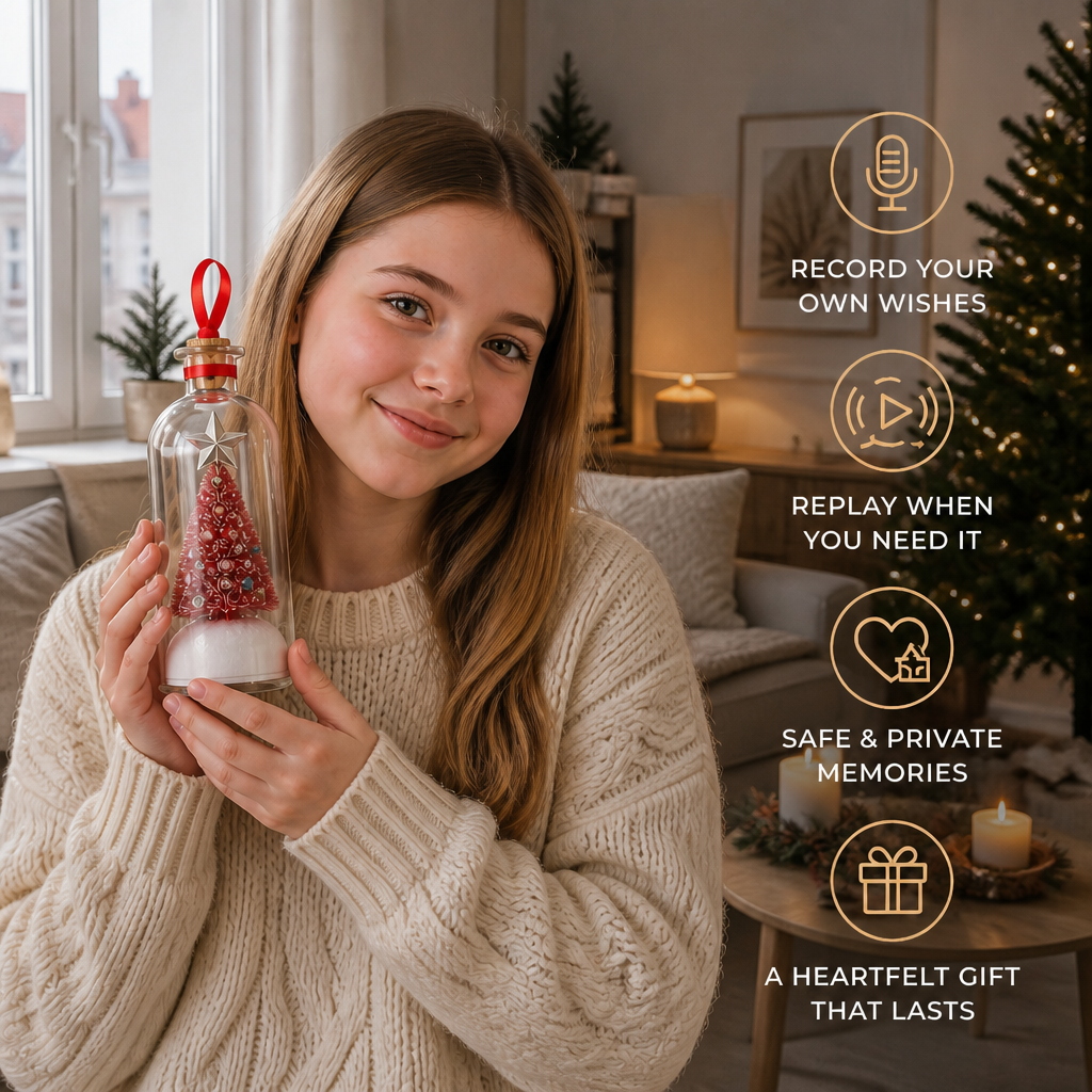 Recordable Christmas Message-in-a-Bottle Ornament with Voice Playback