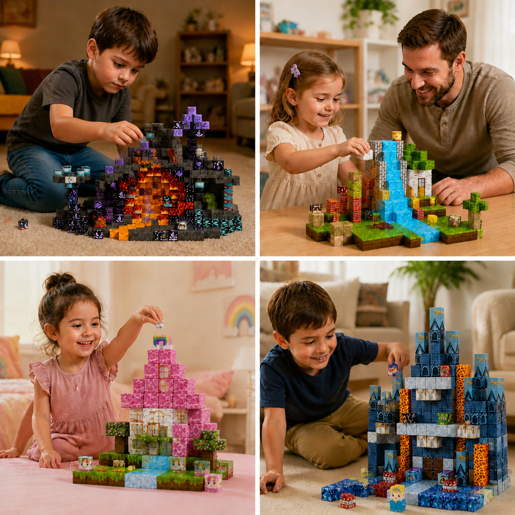 100-Piece Magnetic Building Cube Set – Montessori STEM Construction Toy for Kids