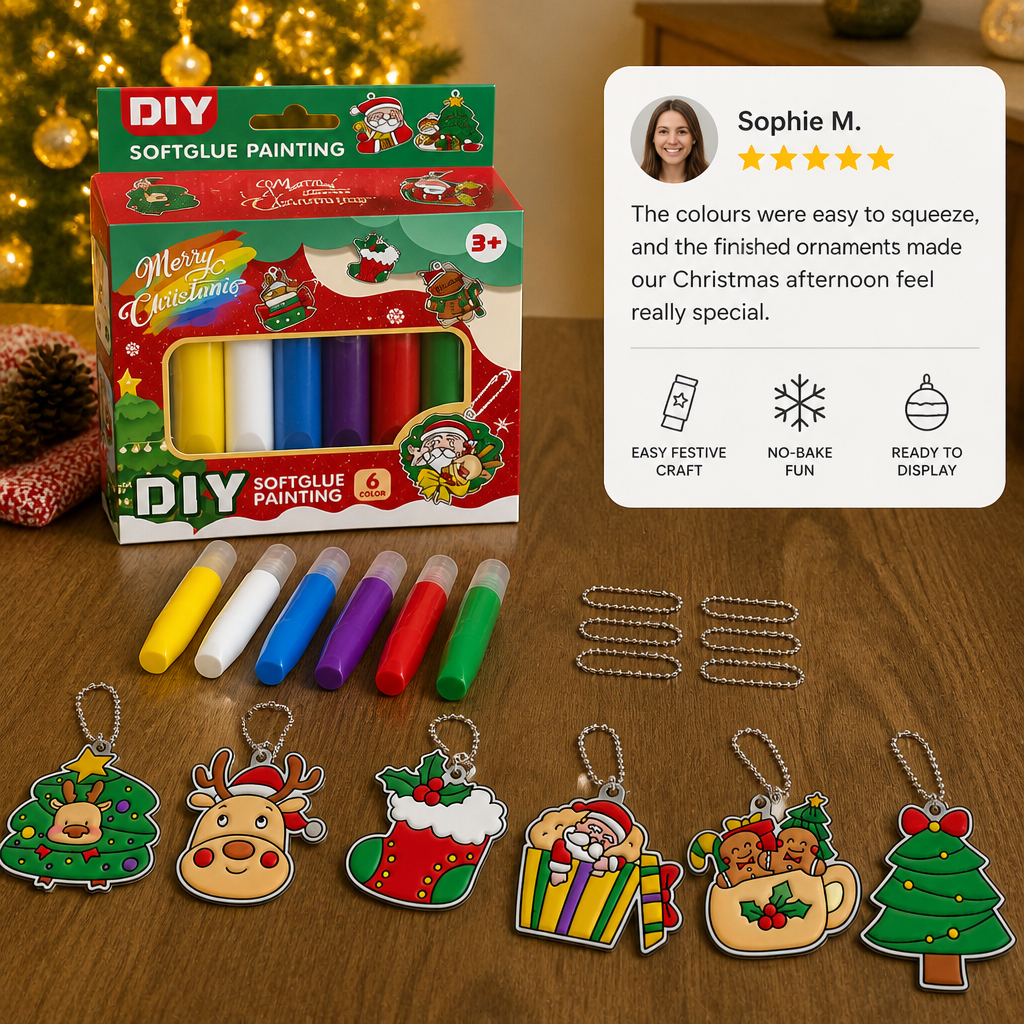 DIY Christmas No-Bake Glue Painting Ornament Craft Kit for Kids