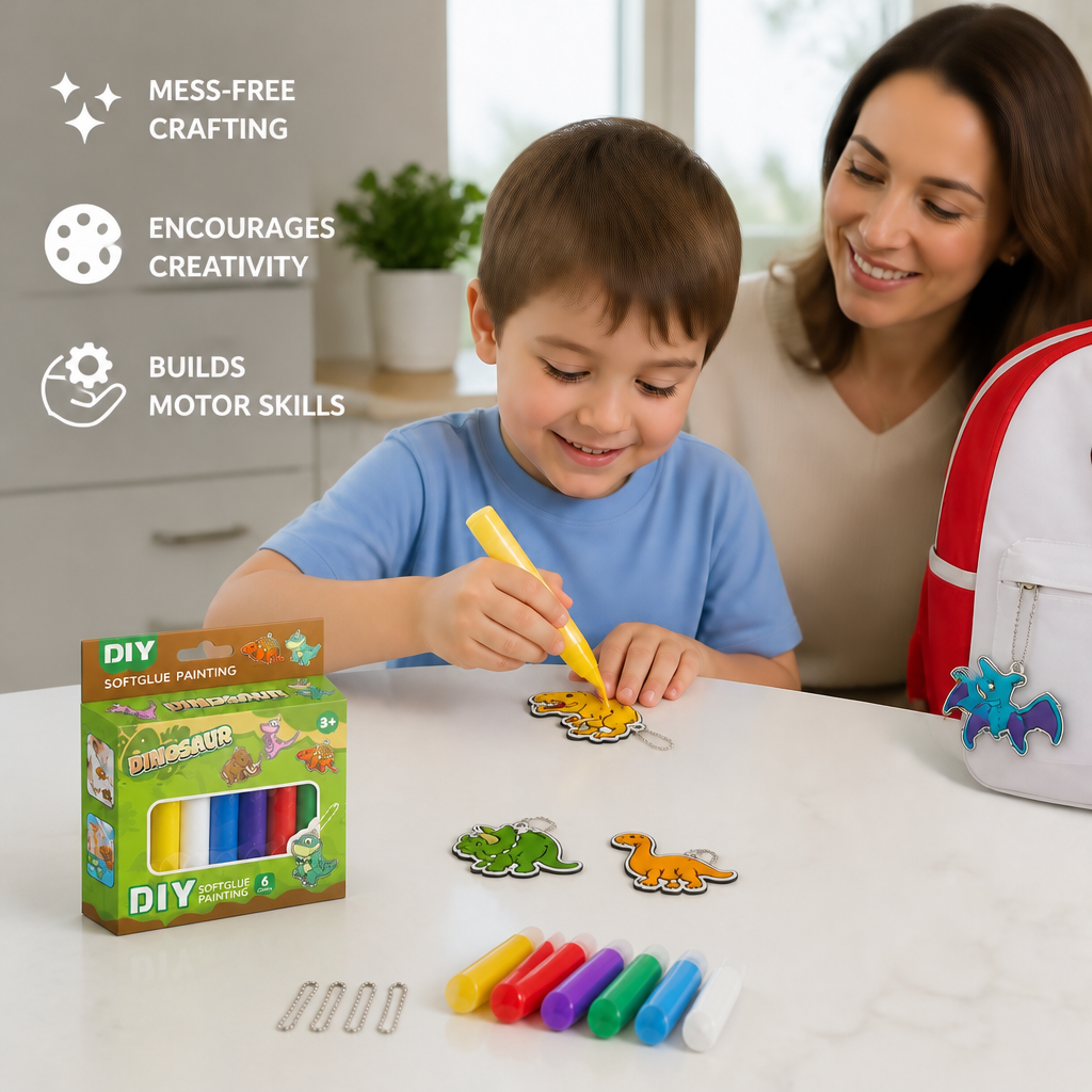 DIY Christmas No-Bake Glue Painting Ornament Craft Kit for Kids