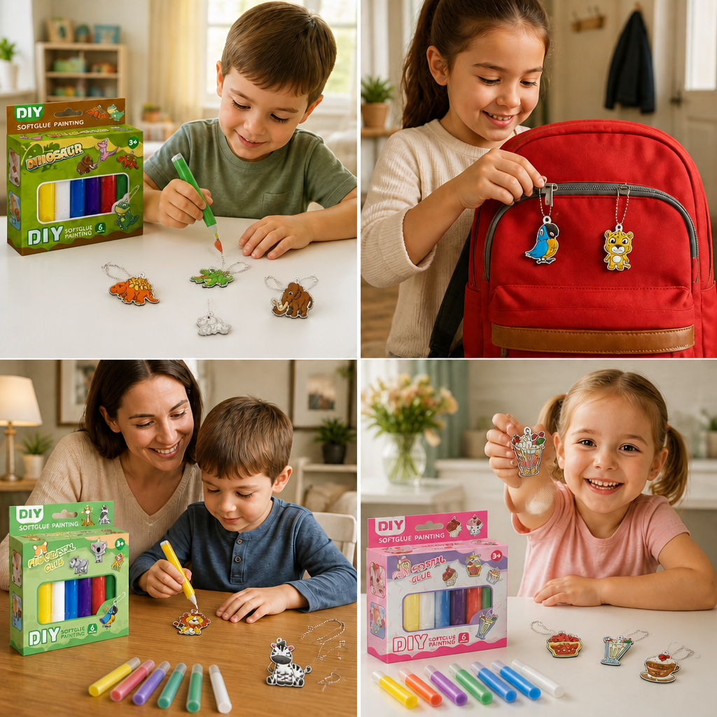 DIY Christmas No-Bake Glue Painting Ornament Craft Kit for Kids