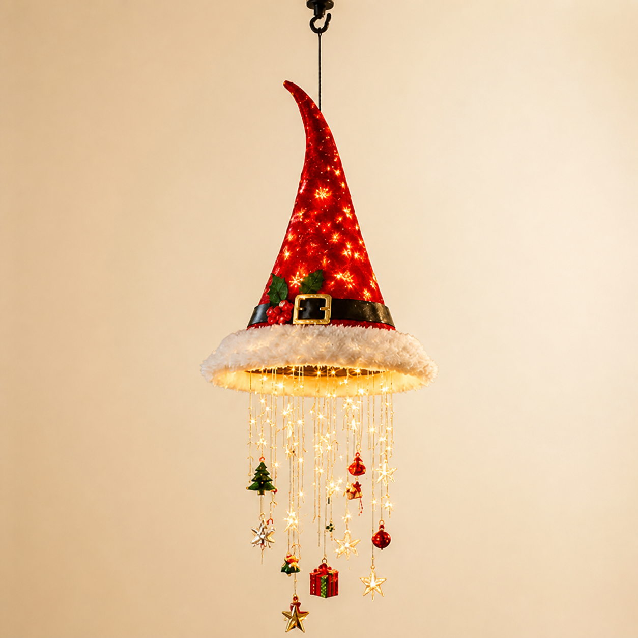 Christmas Santa Hat Lights with LED String Decorations