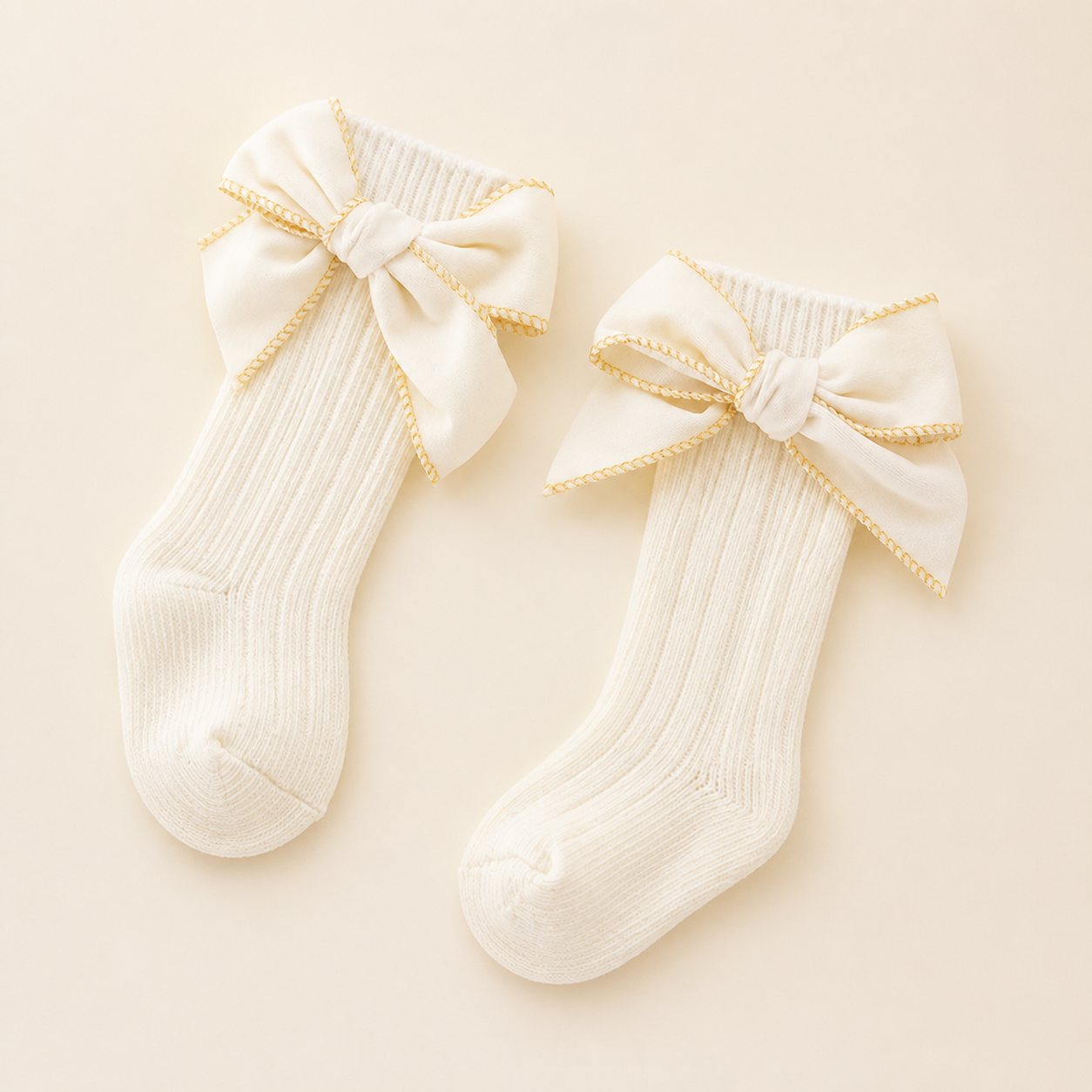 Baby Girls’ Christmas Knee-High Socks with Velvet Bows