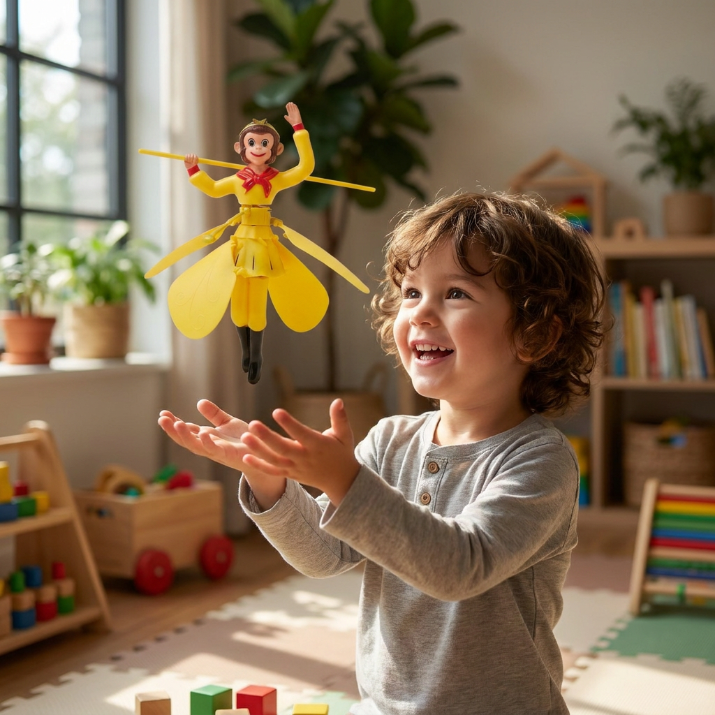 Interactive Flying Monkey Toy with Motion Sensor & LED Lights