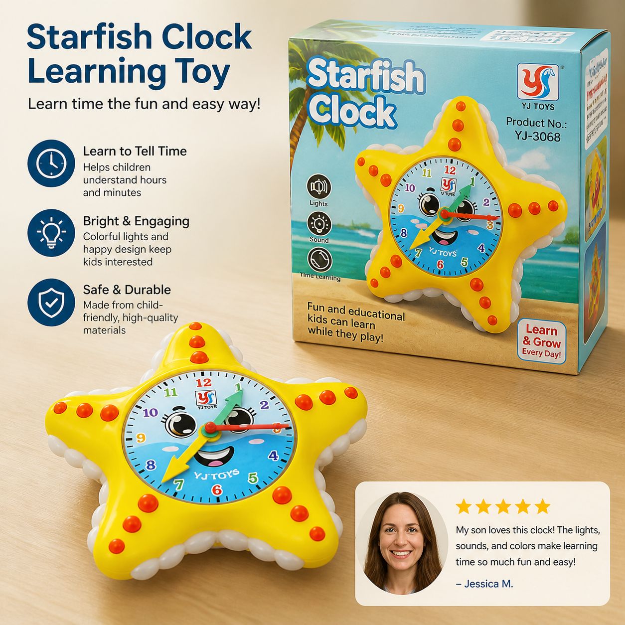 Starfish Clock Learning Toy – Interactive Time Teaching Toy for Kids