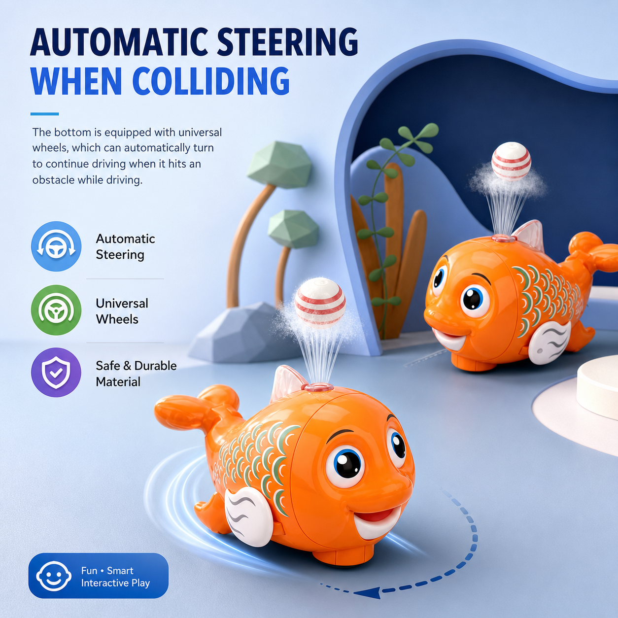 Interactive Floating Ball Fish Toy with Lights & Music
