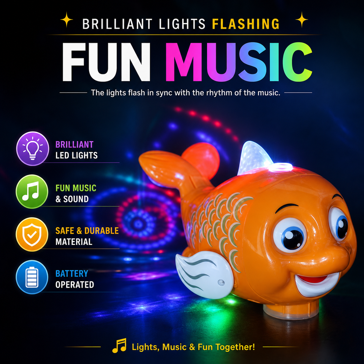 Interactive Floating Ball Fish Toy with Lights & Music