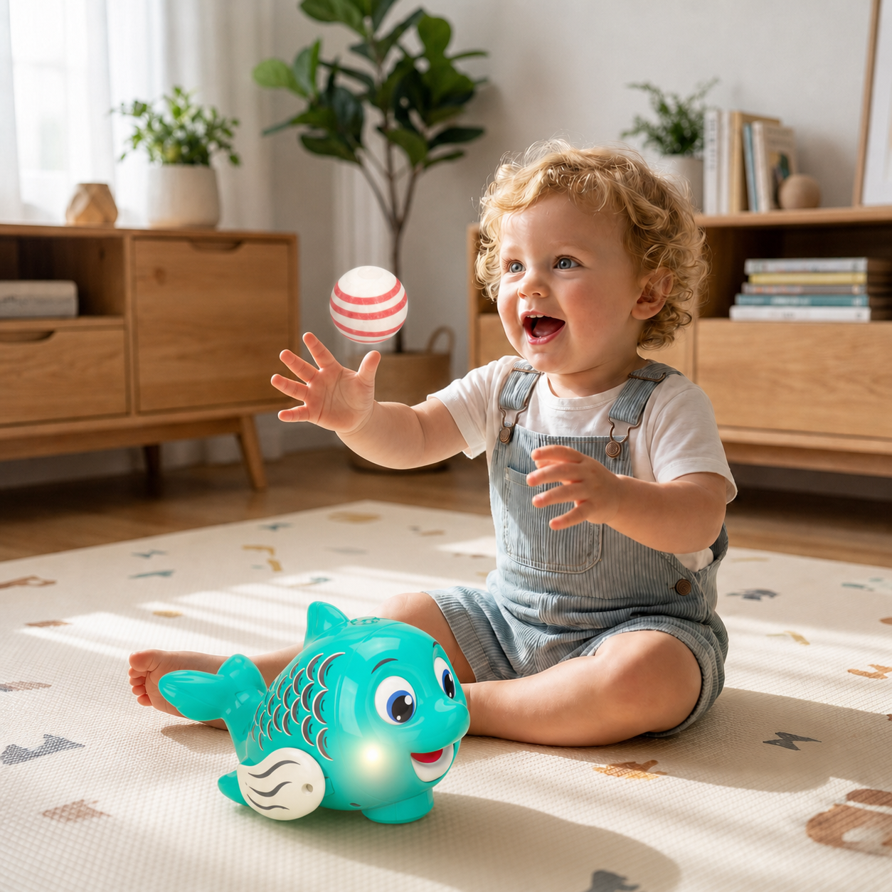 Interactive Floating Ball Fish Toy with Lights & Music