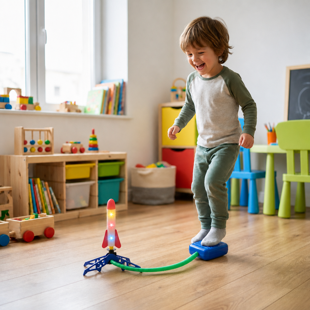 Safe & Soft Kids Rocket Launcher- Lightning Air-Powered Indoor Fun