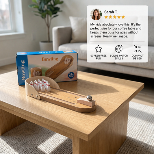 Wooden Mini Bowling Game – Portable Desktop Bowling Set for Kids