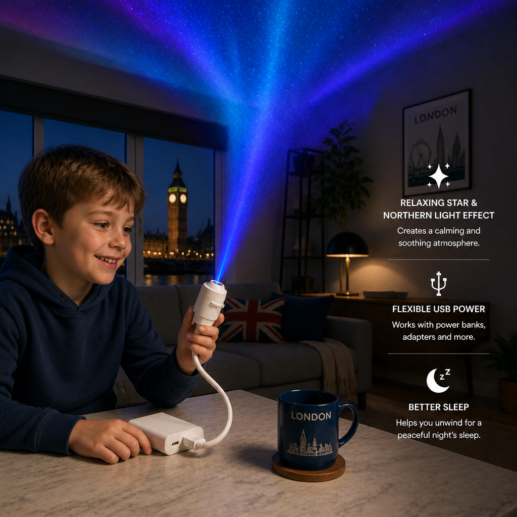 NightSky Dimmable USB Galaxy Projector with Stars & Aurora Effects