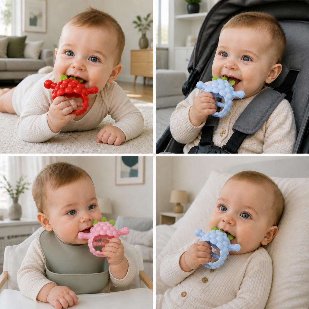 Easy-Grip Multi-Textured Silicone Baby Teether (3+ Months)