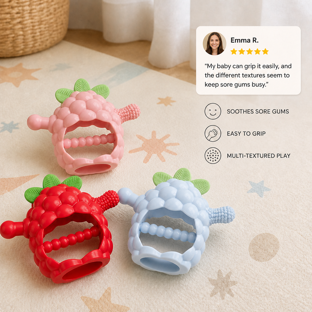 Easy-Grip Multi-Textured Silicone Baby Teether (3+ Months)