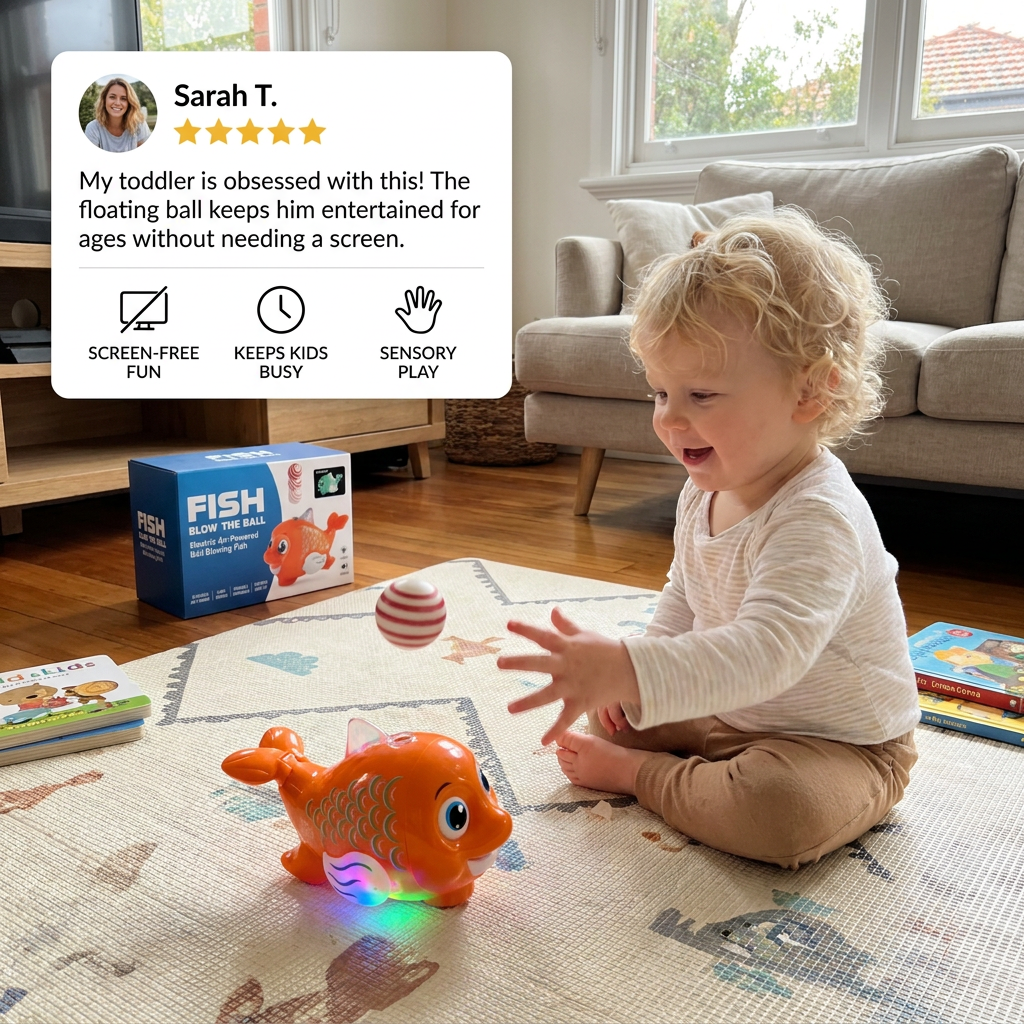 Interactive Floating Ball Fish Toy with Lights & Music