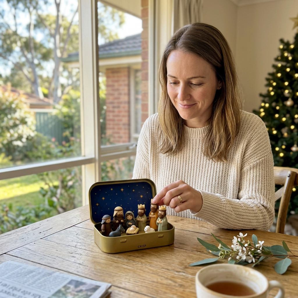 Mini Nativity Scene in a Box – Hand-Painted Christmas Figurine Set
