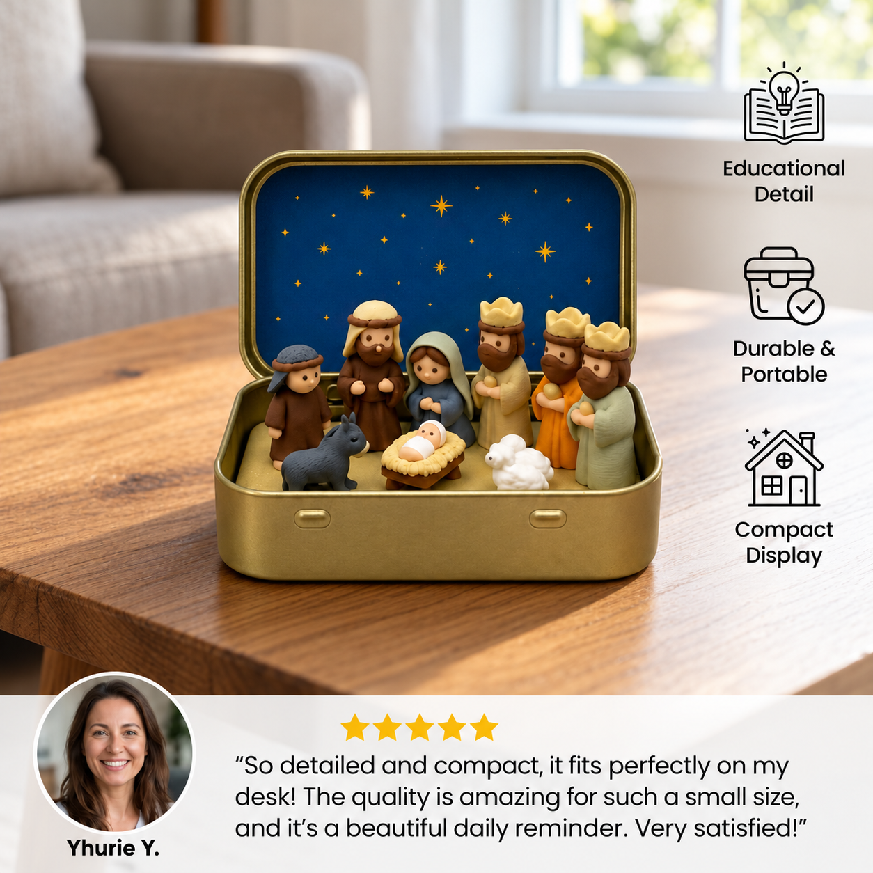 Mini Nativity Scene in a Box – Hand-Painted Christmas Figurine Set