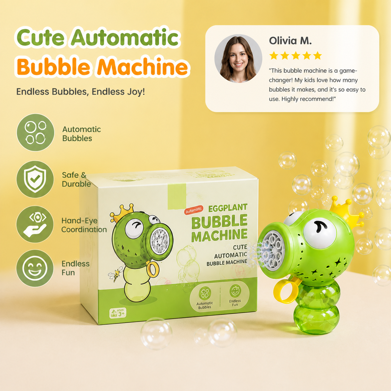 Cute Automatic Bubble Machine – Electric Bubble Blower for Kids