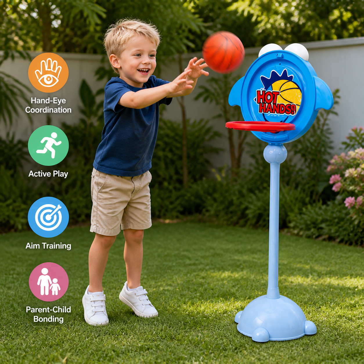 3-in-1 Educational Activity Game – Ring Toss, Basketball & Sticky Ball
