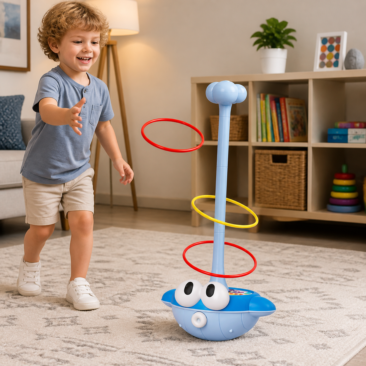 3-in-1 Educational Activity Game – Ring Toss, Basketball & Sticky Ball