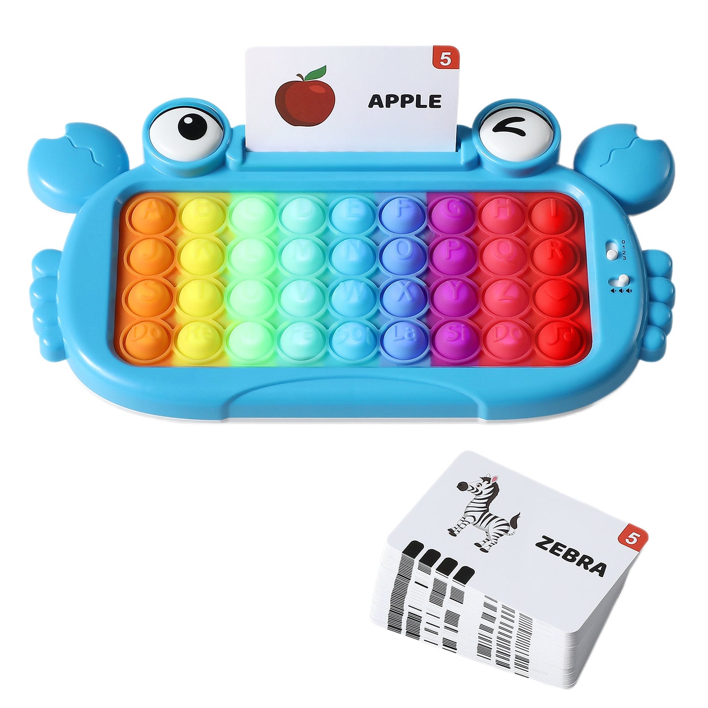 Interactive Talking Flash Card Learning Tablet with Pop-It Keyboard, Spelling & Phonics Games