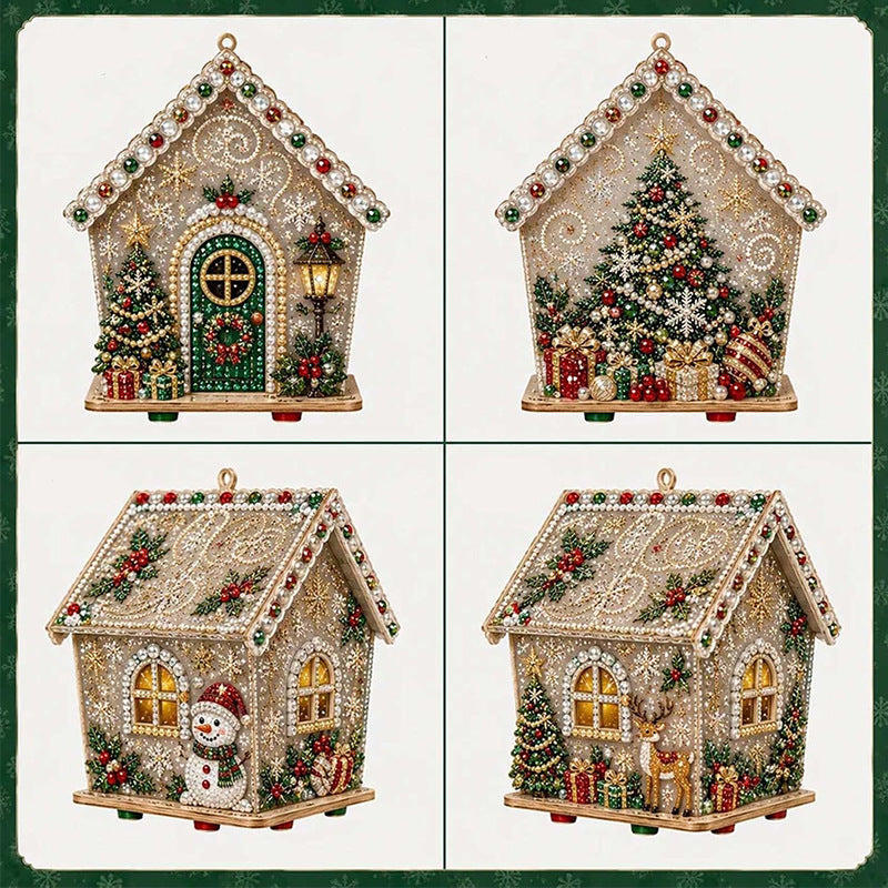DIY 3D Wooden Gingerbread House Puzzle & Diamond Art Kit