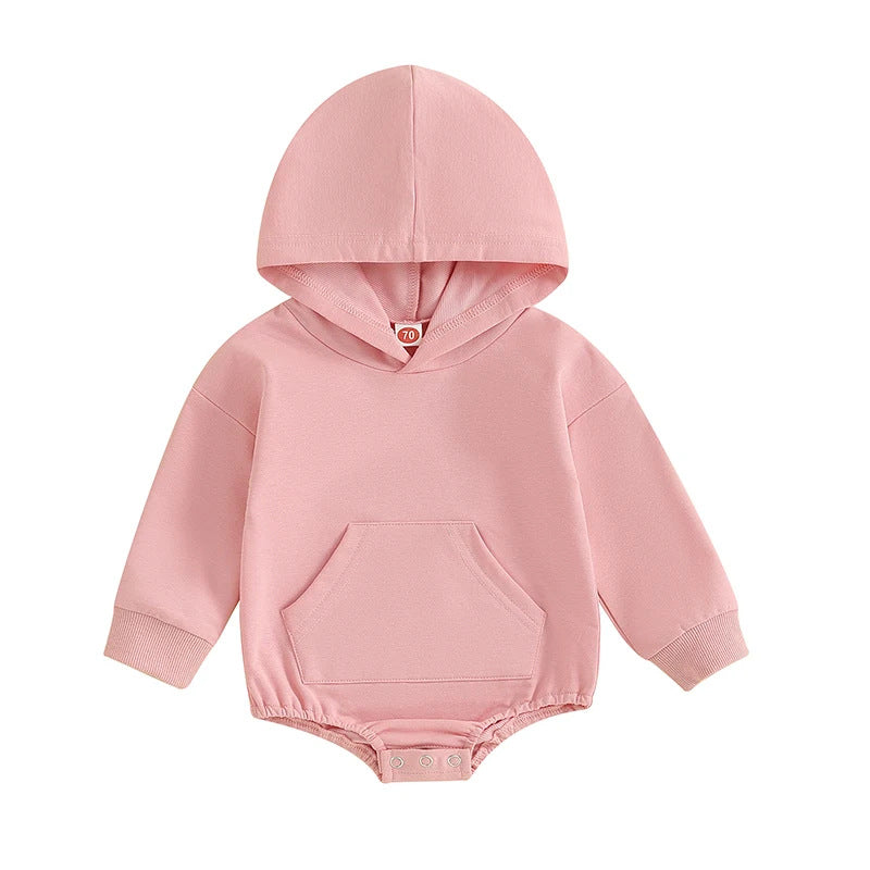 Hooded Baby Romper – Soft Long Sleeve Onesie with Front Pocket