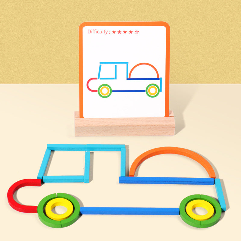 Educational Montessori Sticks and Rings Building Blocks