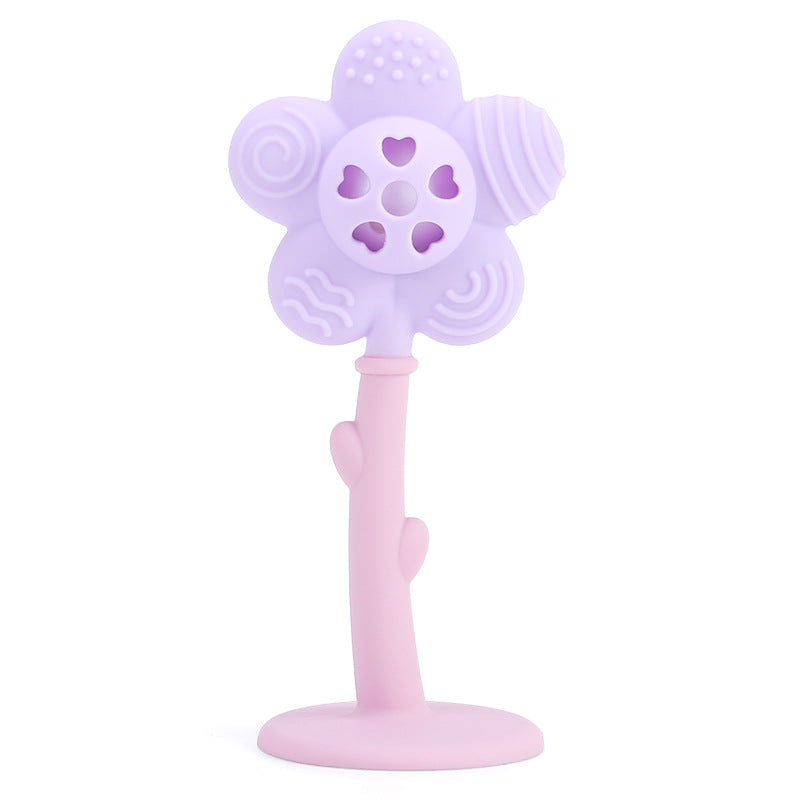 2-in-1 Sunflower Baby Teether & Rattle with Suction Base
