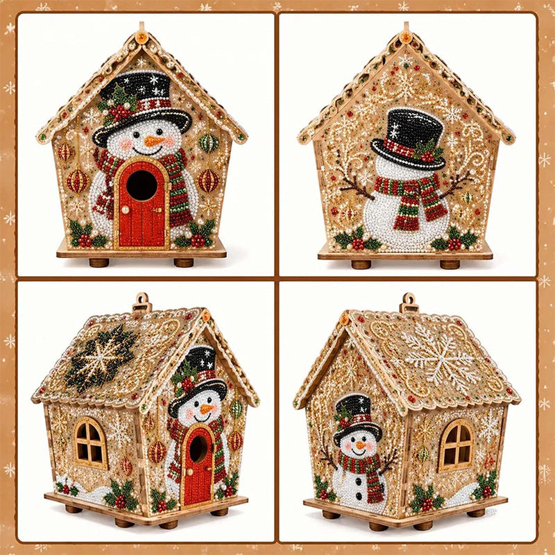 DIY 3D Wooden Gingerbread House Puzzle & Diamond Art Kit
