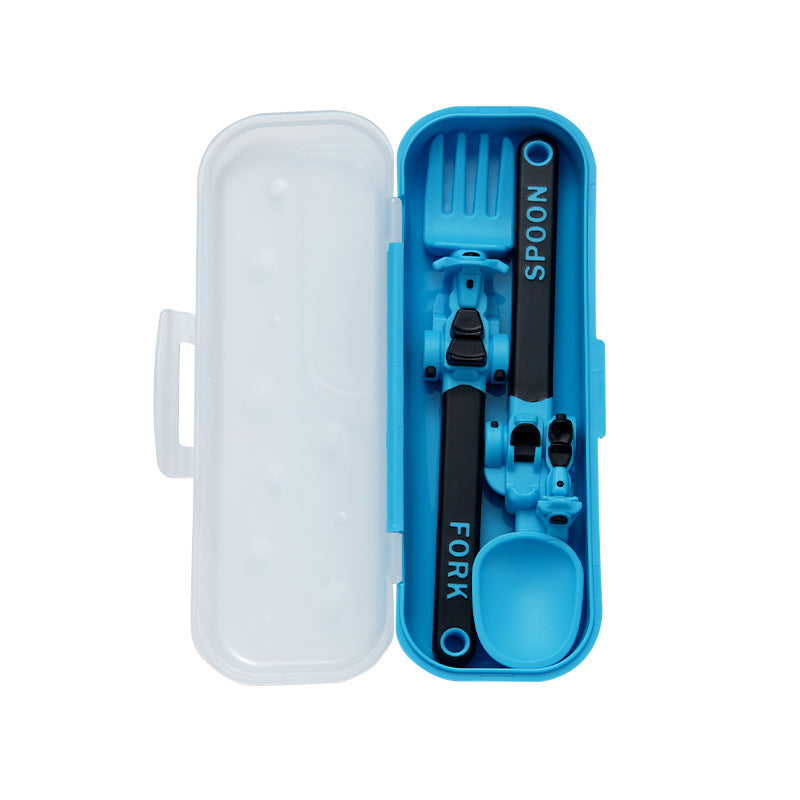 3-Piece Construction Vehicle Kids’ Utensil Set with Spoon, Fork & Travel Case
