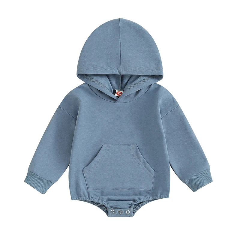 Hooded Baby Romper – Soft Long Sleeve Onesie with Front Pocket