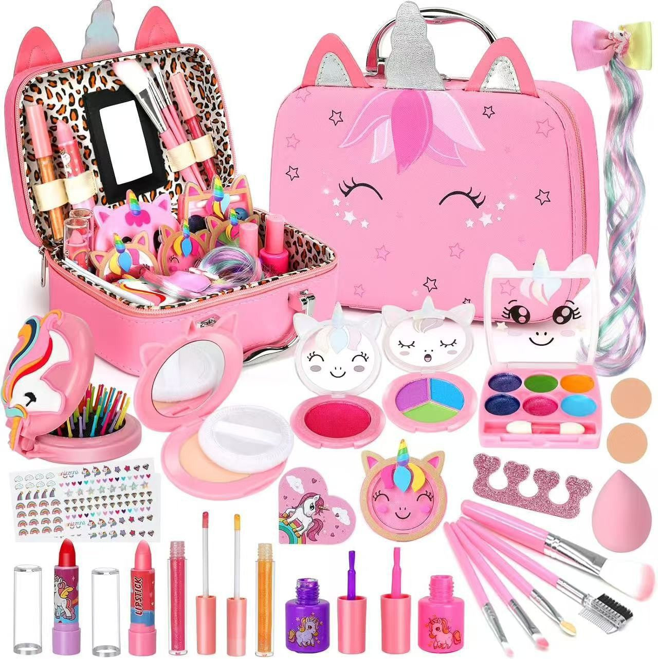 Kids’ Eco-Friendly & Easy-to-Wash Princess Makeup Kit with Cosmetic Bag