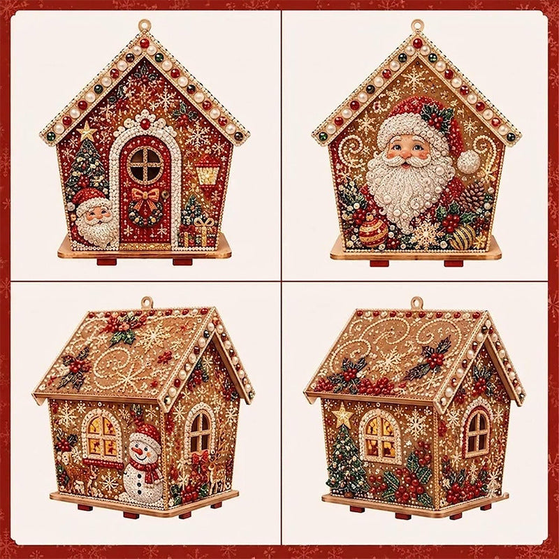 DIY 3D Wooden Gingerbread House Puzzle & Diamond Art Kit