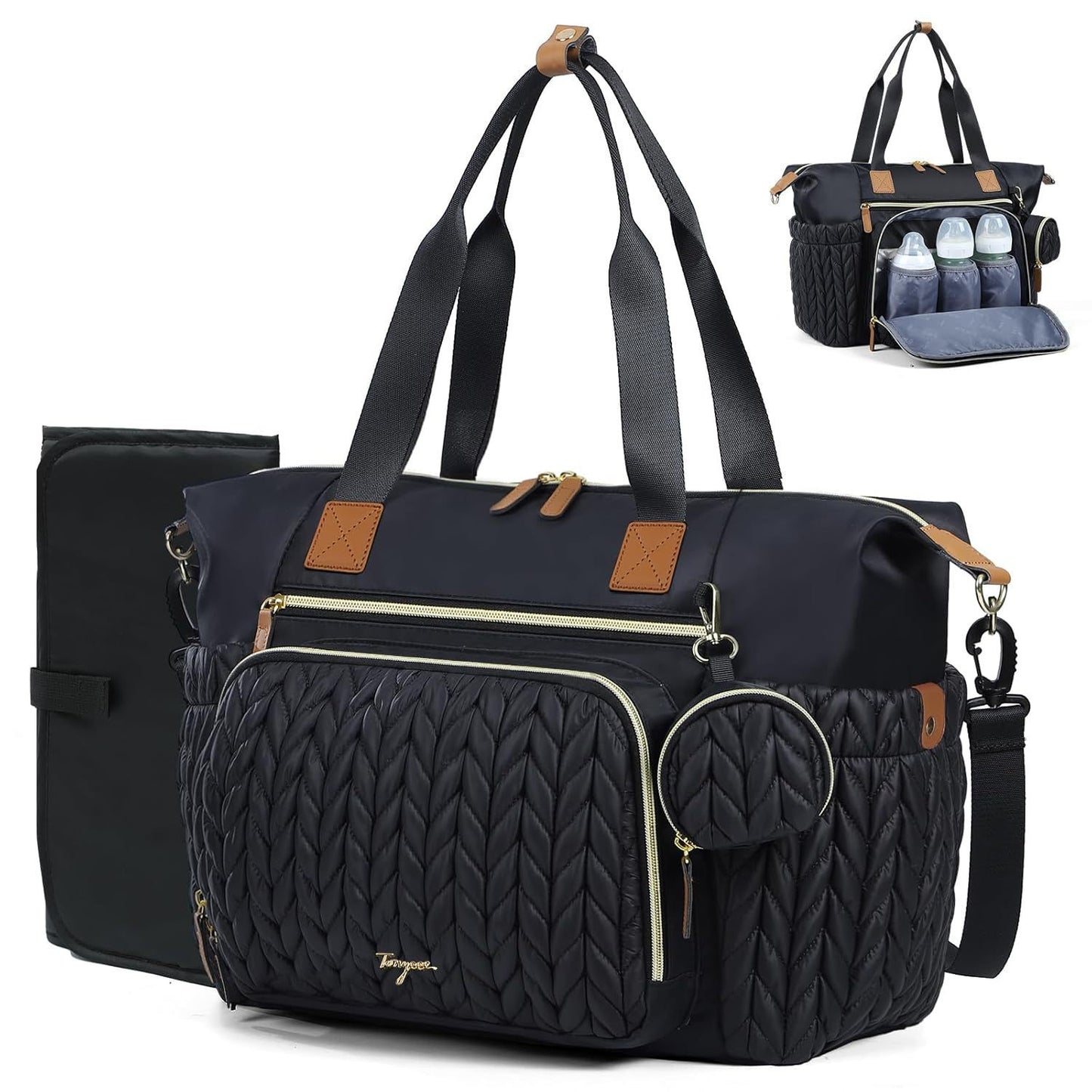 Lightweight Waterproof Diaper Tote Bag – Large Capacity with Changing Pad & Pacifier Case