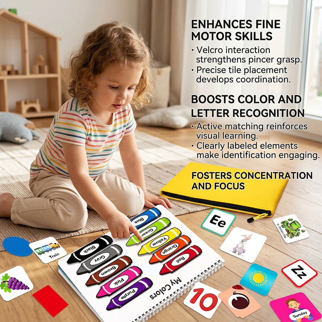 Montessori Busy Book – Reusable Preschool Learning Activity Book