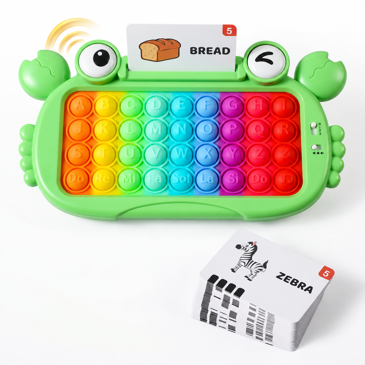 Interactive Talking Flash Card Learning Tablet with Pop-It Keyboard, Spelling & Phonics Games