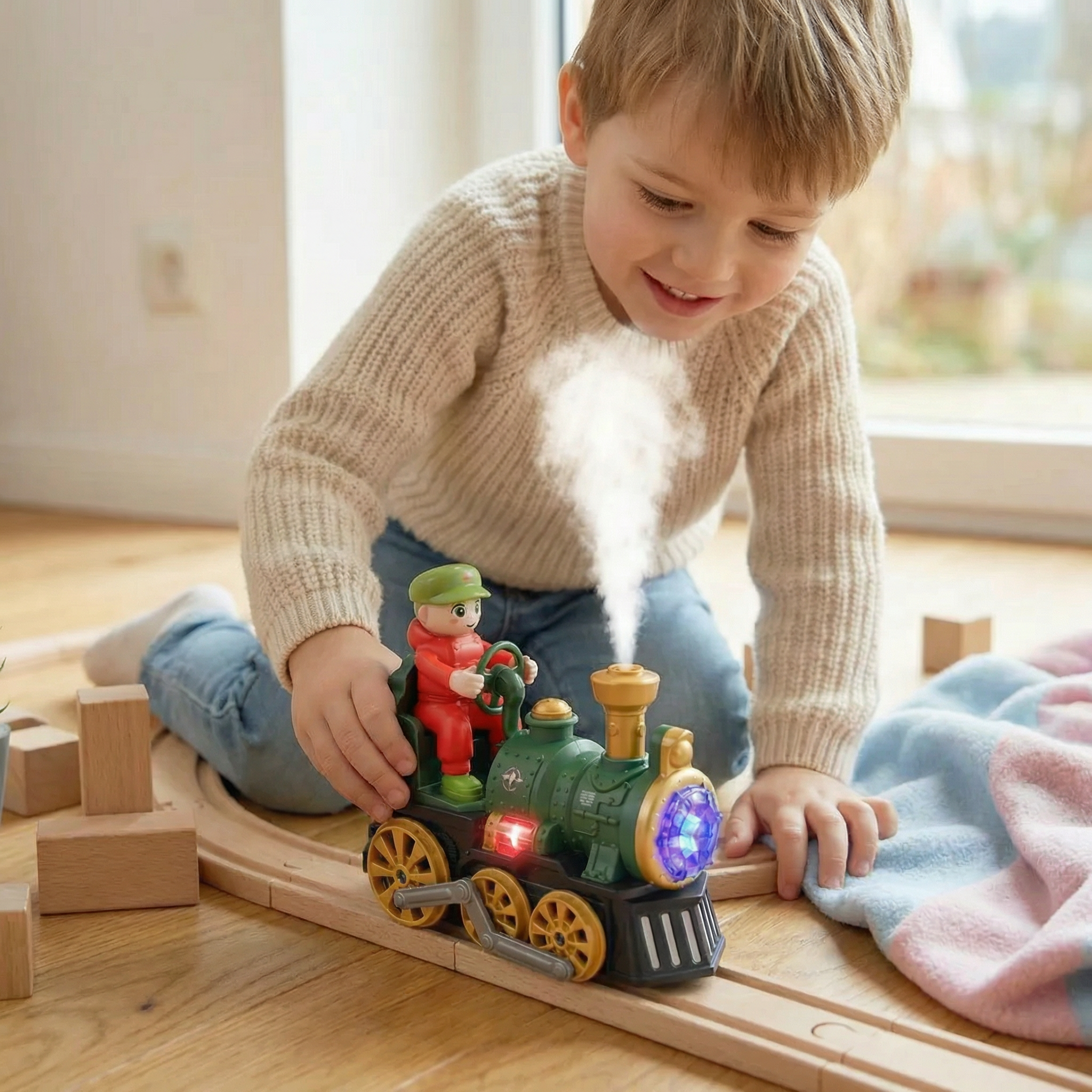 Cute Steam Train Toy with Lights, Music & Realistic Steam Effect ...