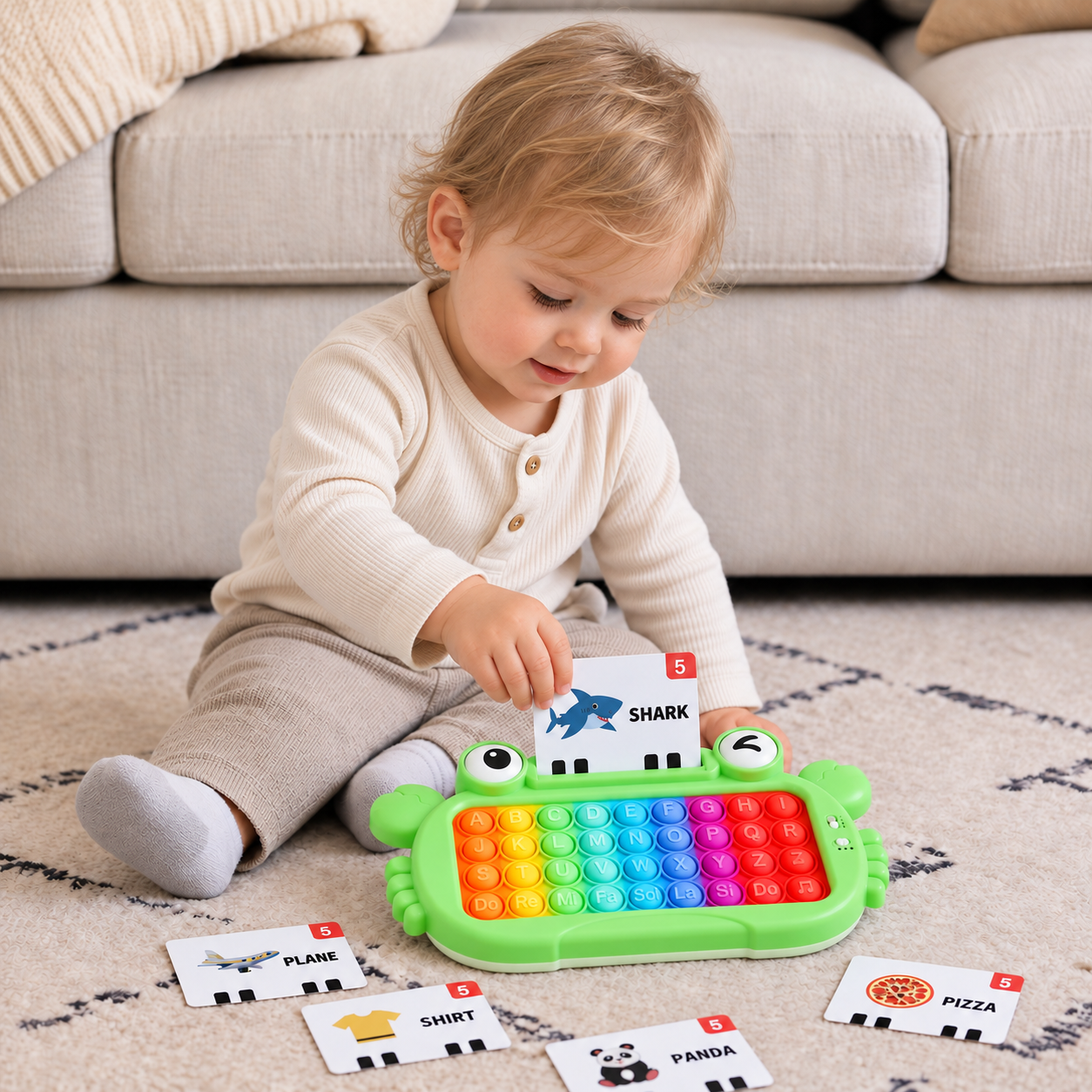 Interactive Talking Flash Card Learning Tablet with Pop-It Keyboard, Spelling & Phonics Games