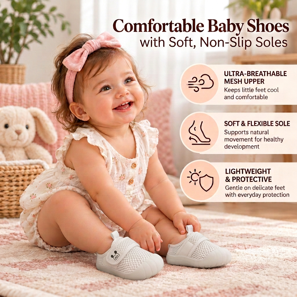 Comfortable Baby Shoes with Soft, Non-Slip Soles