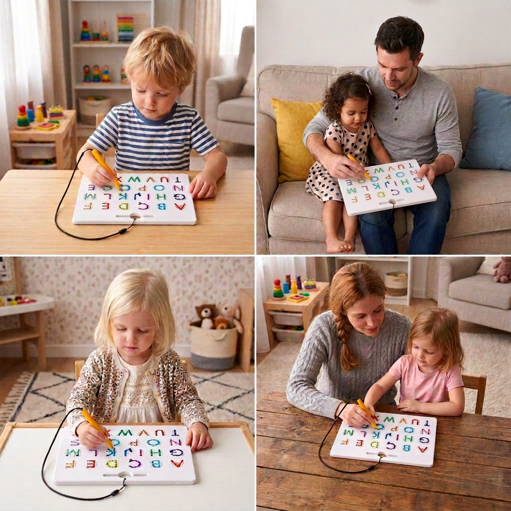 2-in-1 Magnetic Letter Tracing Board for Uppercase & Lowercase Writing Practice