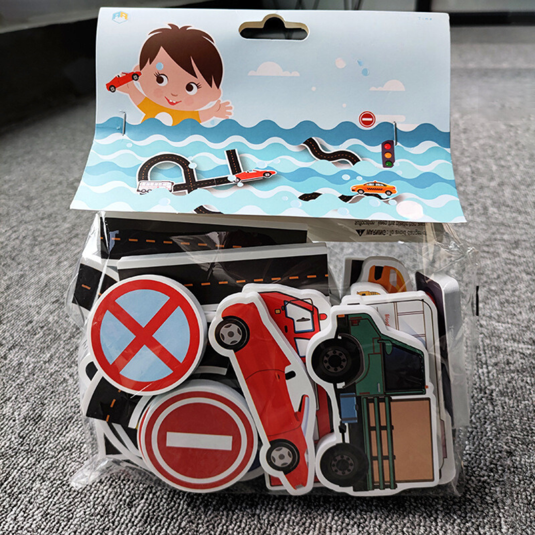 Self-adhesive Roads & Car Bath Toy