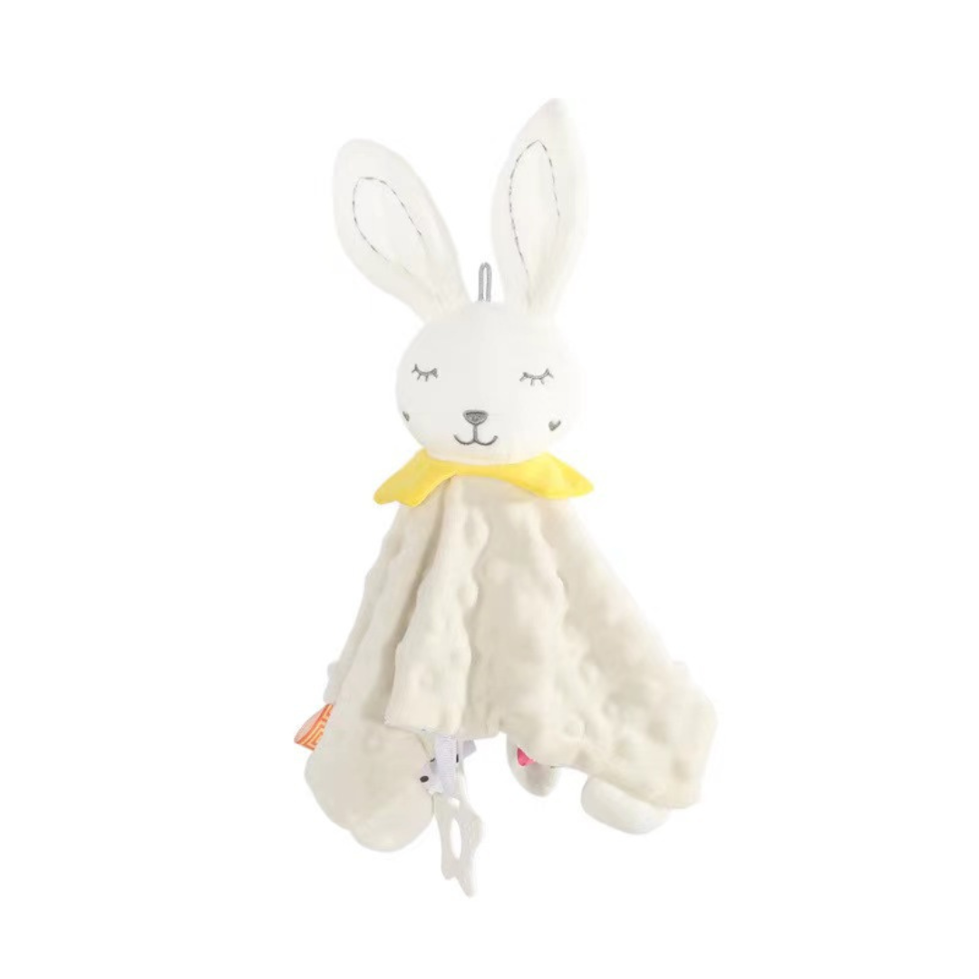 Soothing plush cuddly blanket with rattle