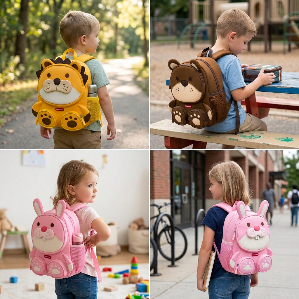 Kids Cartoon Animal Backpack – Lightweight Multi-Pocket School Bag