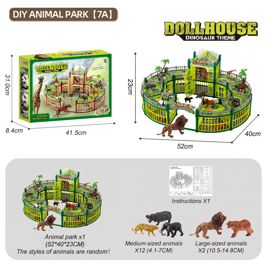 Modular Build-Your-Own Zoo Playset with Animal Figures & Interactive Cages