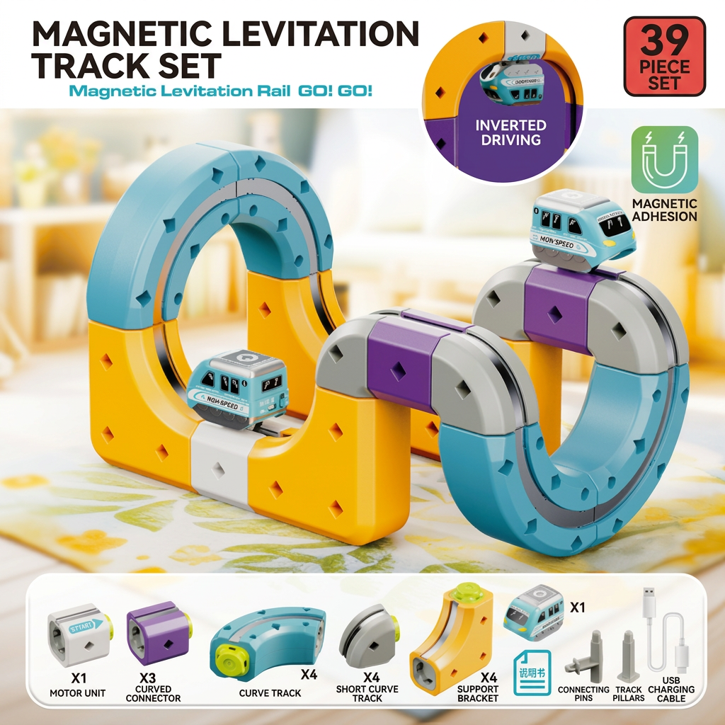 DIY Gravity Cube Track Building Kit with Electric Train