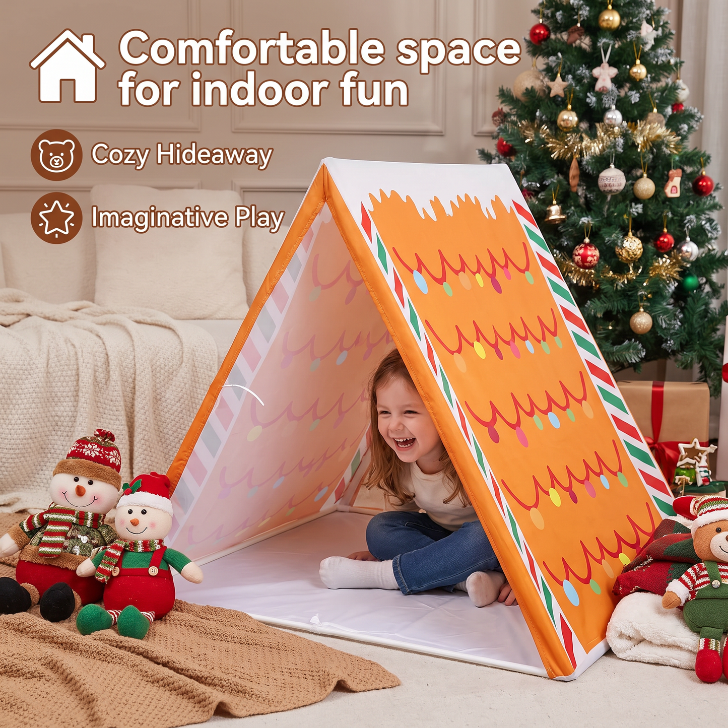 Christmas Gingerbread House Play Tent for Kids