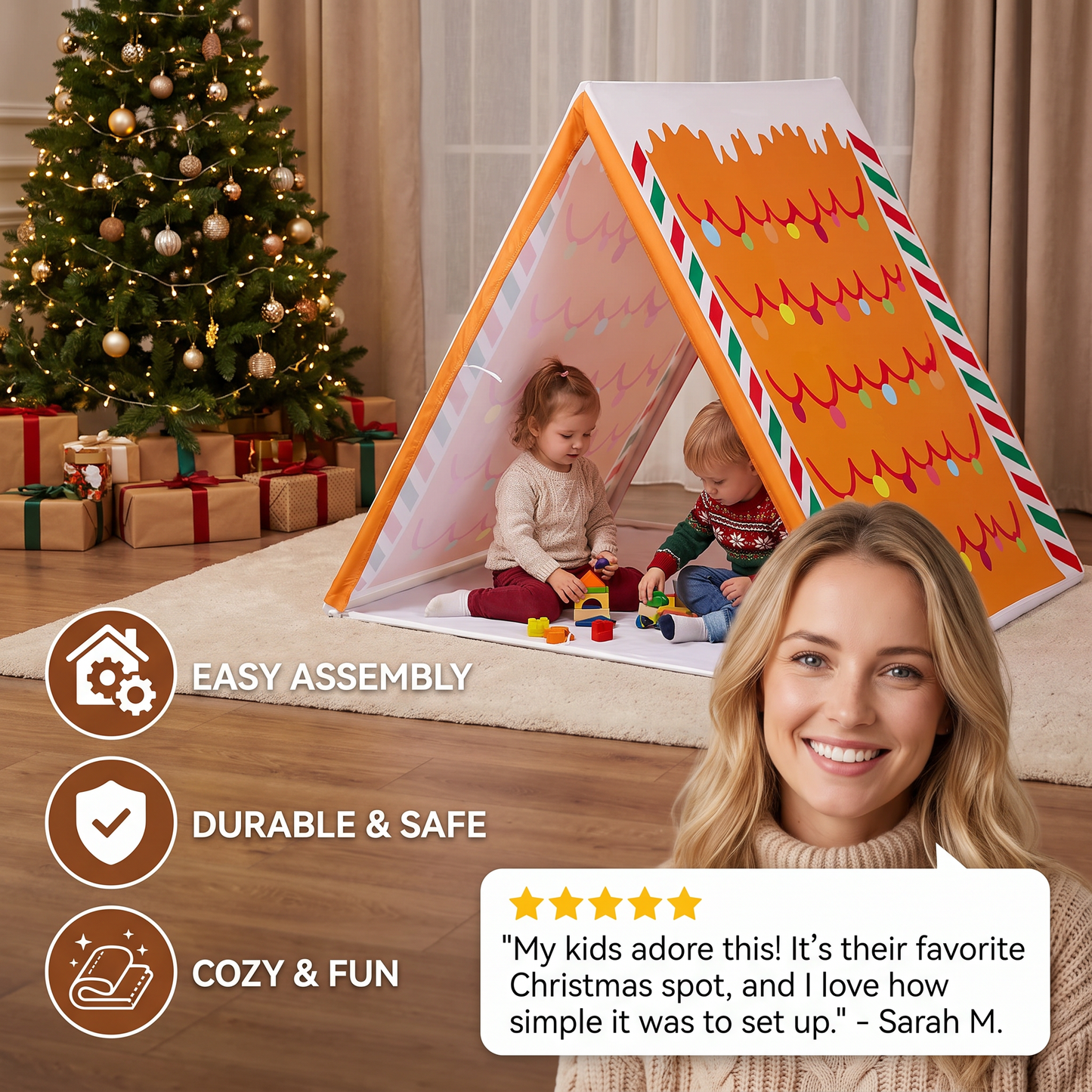Christmas Gingerbread House Play Tent for Kids