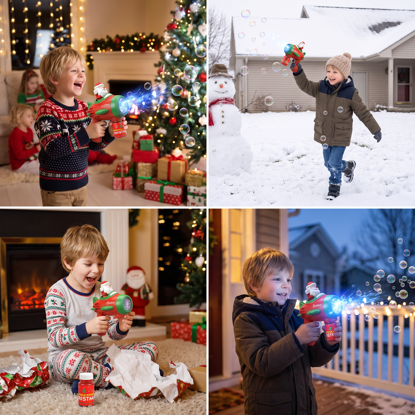 Electric Christmas Bubble Gun with Lights & Sounds for Kids
