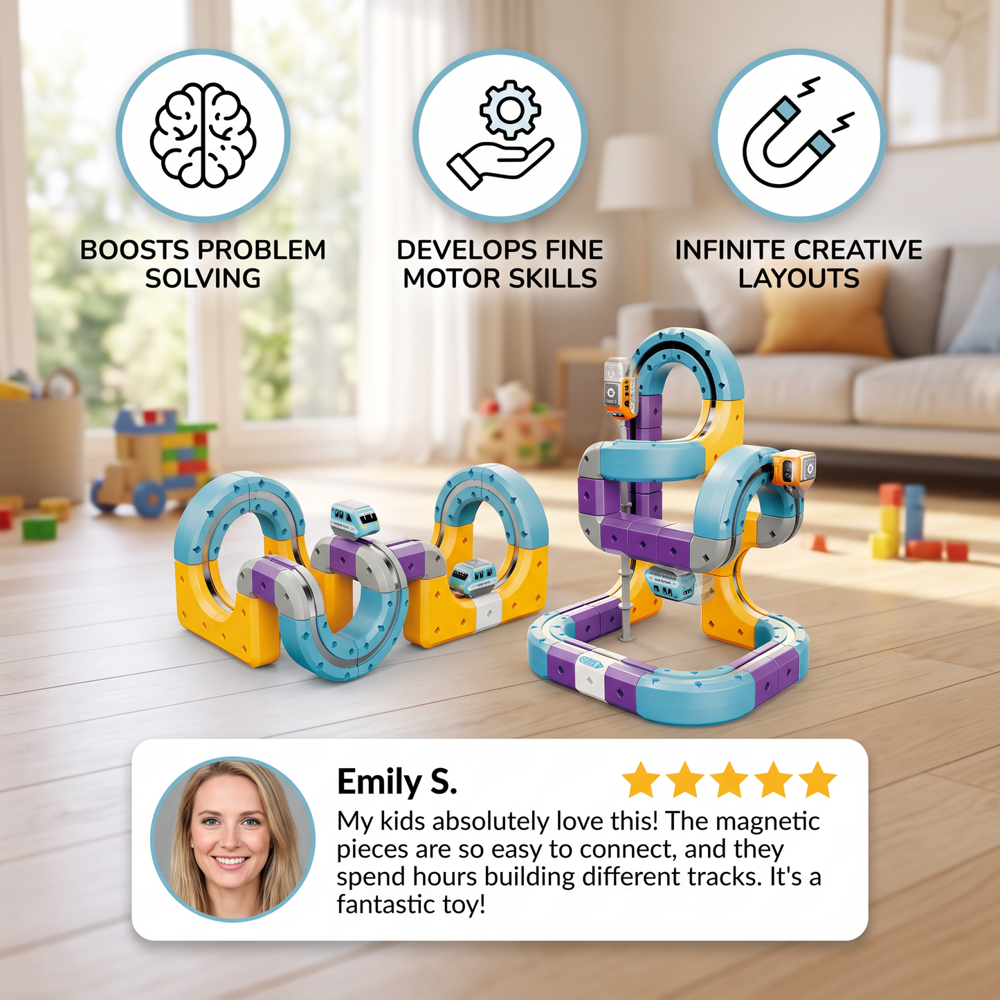 DIY Gravity Cube Track Building Kit with Electric Train